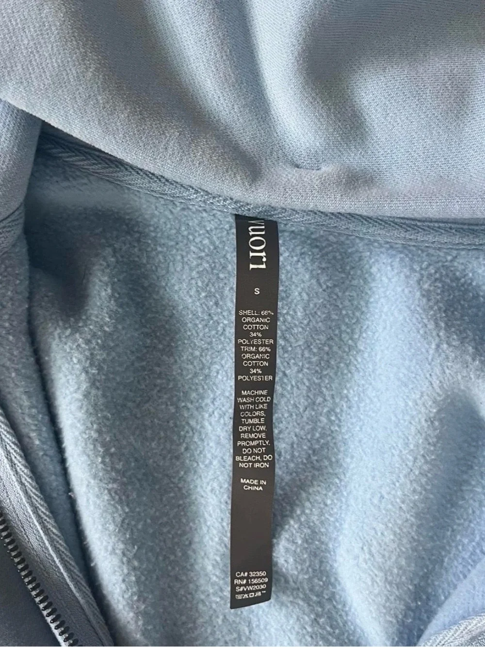 Vuori Light Blue Full-Zip Hoodie small